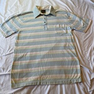 Vintage 1991 Chip Beck Pastel Striped Polo Golf Shirt